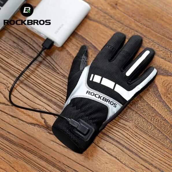 ROCKBROS USB Heated Gloves Windproof Cycling Gloves SBR